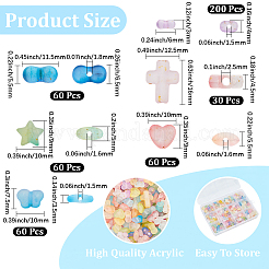 470Pcs 6 Styles Gradient Color Transparent Acrylic Beads&nbsp;OACR-PA0001-59