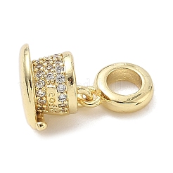 Brass Micro Pave Clear Cubic Zirconia European Dangle Charms&nbsp;KK-K368-37G