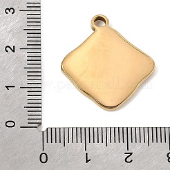 303ステンレススチール製エナメルペンダント  蓮の花のチャームが付いた菱形  イオンプレーティング（ip）  ゴールドカラー  グリーン  24.5x23x2.5mm  穴：2.5mm&nbsp;SA-CBA9D90-03G-03