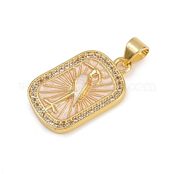 Brass Micro Pave Cubic Zirconia Pendants&nbsp;KK-D424-21G