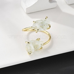 天然蛍石のカフリング  金色の真鍮リング  ラックめっき  内径：20mm&nbsp;RJEW-B122-02G-06