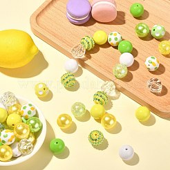 不透明アクリルビーズセット  レモンのテーマ  ラウンド  芝生の緑  18~20x18~19mm  穴：2~3mm&nbsp;MACR-CJC0001-13A-01