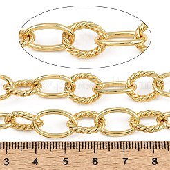 真鍮の織り目加工の楕円形のリンクチェーン  スプールで  溶接されていない  鉛フリー＆カドミウムフリー  長持ちメッキ  鉛フリー＆ニッケルフリー＆カドミウムフリー  18KGP本金メッキ  14~15.5x10~11x2~2.5mm&nbsp;CHC-L054-17G