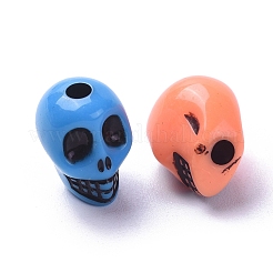 アンティークアクリルビーズ  スカル  ミックスカラー  13x10x11mm  穴：1.5mm  約600個/500g&nbsp;MACR-S778-M