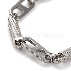 201 Stainless Steel Column and Oval Links Necklace&nbsp;NJEW-F222-21P
