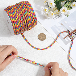 50m 7芯ポリエステル＆スパンデックスコードロープ  模様を持つ  プラスチックスプール付き  ロープブレスレット作りに  カラフル  4mm&nbsp;RCP-SP0001-01B