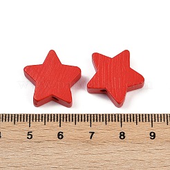 スプレープリントウッドビーズ  スター  レッド  18.5x19x6mm  穴：2.5mm&nbsp;WOOD-F017-01C