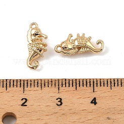 真鍮製マイクロパヴェキュービックジルコニアチャーム  タツノオトシゴ  18KGP本金メッキ  14.5x6.5x4.5mm  穴：1mm&nbsp;KK-C155-23G