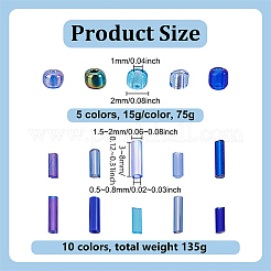 195G 15 Styles Blue Theme Round & Bugle Glass Seed Beads&nbsp;SEED-PH0002-65