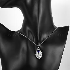 女性のための銀メッキ真鍮の魚のペンダントネックレス  アズキチェーン付き  ブルー  18インチ&nbsp;NJEW-BB01659-A