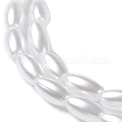 アクリルビーズ  模造パールスタイル  ライス  ホワイト  約4 mm幅  長さ8mm  穴：1mm&nbsp;X-PL652