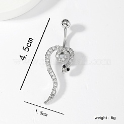 Stylish Snake Stainless Steel Micro Pave Clear Cubic Zirconia Navel Rings&nbsp;UK0800