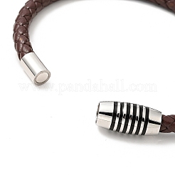 Leather Braided Cord Bracelet with 304 Stainless Steel Magnetic Column Clasps for Men Women&nbsp;BJEW-C021-02-P