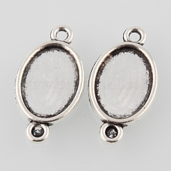 Antique Silver Tibetan Style Alloy Cabochon Connector Settings&nbsp;TIBE-M022-04AS