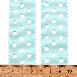 ポリエステルリボン  ハート  衣服アクセサリー用  淡いターコイズ  1-1/8インチ（30mm）  約20.00ヤード（18.29m）/ロール&nbsp;DIY-R050-01D