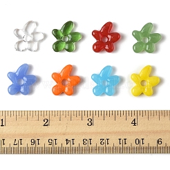 16個8色手作りランプワークビーズ  花  ミックスカラー  18~18.5x17~17.5x4~5mm  穴：3~4mm  2個/カラー&nbsp;LAMP-FS0001-28