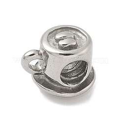 304ステンレススチールヨーロピアンビーズ  大穴ビーズ  コー​​ヒーカップ  ステンレス鋼色  10x13x10mm  穴：4mm&nbsp;STAS-S183-07P