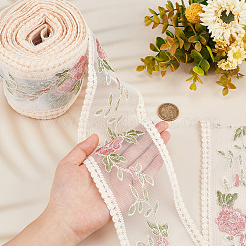 10ヤード刺繍ポリエステルレーストリム  縫製装飾工芸品  花  アンティークホワイト  3-3/8~3-3/4インチ（85~95mm）&nbsp;OCOR-GF0001-80C