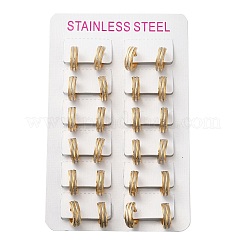 イオンプレーティング（IP）つや消し304ステンレススチールフープピアス（女性用）  ラウンド  ゴールドカラー  13x4mm&nbsp;EJEW-M001-01G