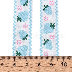 ポリエステルのイチゴリボン  服飾用  ライトスカイブルー  1/2インチ（14mm）&nbsp;OCOR-T016-04F