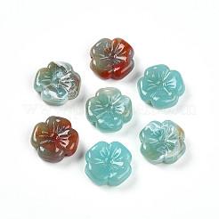 透明なアクリルビーズ  スモモの花  ツートン  淡いターコイズ  20x19.5x7mm  穴：1.6~1.8mm  約9個/20g&nbsp;X1-TACR-T028-40A