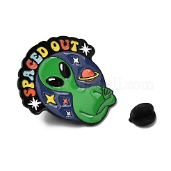宇宙を彷彿とさせるエイリアンのエナメルピン  バックパックや衣類用の黒色合金製ラペルピンバック  カラフル  40x40mm&nbsp;JEWB-D310-01EB-02
