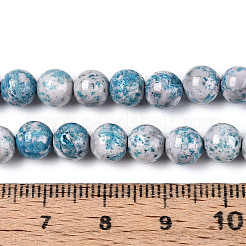 染色された合成化石ビーズ連売り  ラウンド  ライトスカイブルー  6.5x6mm  穴：0.9mm  約64個/連  15.75''（40センチメートル）&nbsp;G-T139-6mm-66G