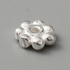 925スターリングシルバースペーサービーズ  花  銀  4.5x1.5mm  穴：0.8mm&nbsp;STER-WH0013-05A-S