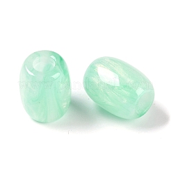 レジンヨーロピアンビーズ  大穴ビーズ  模造キャットアイ  バレル  春の緑  16x12mm  穴：5.2mm&nbsp;RESI-F055-11A