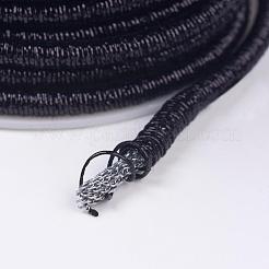 ポリエステルメタリックコード  内部の鉄チェーン付き  ブラック  4x3.5~4mm  約18ヤード/ロール&nbsp;MCOR-P004-12