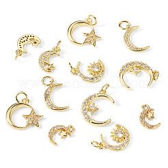 12Pcs 6 Styles Brass Micro Pave Cubic Zirconia Pendants&nbsp;KK-TA0008-69