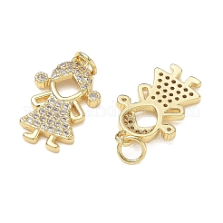 Brass Micro Pave Clear Cubic Zirconia Pendants&nbsp;CU-CBA9AFC-01G-03
