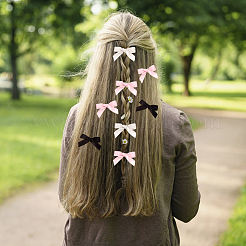 30個 3色 蝶結び ポリエステル ワニ口ヘアクリップ  プラチナメッキ合金クリップ付き  女性の女の子のために  ミックスカラー  30~33.5x41~43x8~10mm  10個/カラー&nbsp;AJEW-CP0008-38