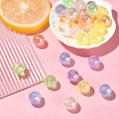 レインボー虹色メッキアクリルビーズ 30 個  キラキラビーズ  多面カット  ラウンド  ミックスカラー  16mm  穴：1.8mm&nbsp;TACR-CJ0001-52