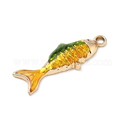 合金エナメルチャーム  ゴールドカラー  魚  32.5x11x3.5mm  穴：2.3mm&nbsp;PALLOY-P313-09B-G01