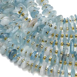 天然石アクアマリンビーズ連売り  チップ  シードビーズで  8~14x7~11x1~4mm  穴：0.9~1mm  約82~85個/連  15.28~15.59''（38.8~39.6センチメートル）&nbsp;GG-CBAE051-B01-01
