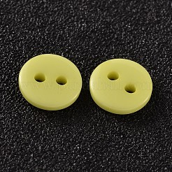 服装デザイン用2つ穴フラットラウンドレジン縫い付け用ボタン  緑黄  23x2mm  穴：1mm&nbsp;LS-BUTT-E119-36L-15
