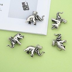 レトロ 316 サージカルステンレススチール 象のペンダント  アンティークシルバー  24.5x32x11mm  穴：5x9mm&nbsp;STAS-E096-15AS