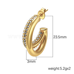 304 Stainless Steel Crystal Rhinestone Half Hoop Earrings for Women&nbsp;WG20CE2-02