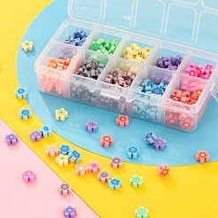 300 個 10 色手作りの花の印刷ポリマー粘土ビーズ  DIYのジュエリーには  ミックスカラー  9.6x4mm  穴：1.4mm  10色  30個/カラー&nbsp;CLAY-LS0001-08