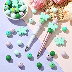 ラウンド＆バタフライシリコンフォーカルビーズ  ミックスカラー  15mm  穴：2mm  4色  10個/カラー  40pc&nbsp;SIL-YW0001-35
