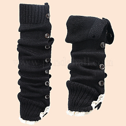 Acrylic Fiber Knit Socks with Button&nbsp;AJEW-WH20080-20B