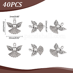 チベット風アロイペンダント40個  天使  カドミウムフリー＆鉛フリー  アンティークシルバー  21x23x3.5mm  穴：2mm  40個/セット&nbsp;FIND-UN0004-24