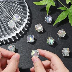 ツートンカラーのUVメッキレインボー虹色アクリルビーズ10個  ポリゴン  透明  15.5x16x16mm  穴：2.7~2.8mm&nbsp;TACR-YW0002-33C