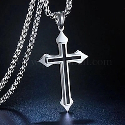 Enamel Cross Pendant Necklace with Box Chains&nbsp;RELI-PW0001-035P