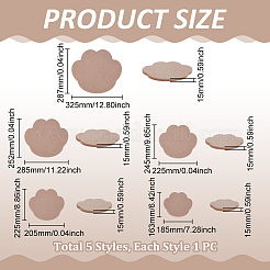5個のMDF木製セラミック粘土工芸型セット  淡い茶色  足跡  163~287x185~325x15mm&nbsp;DIY-WH0349-400B
