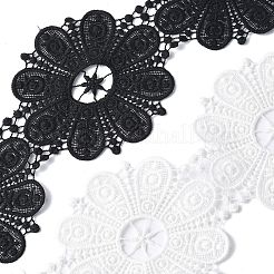 花ポリエステル刺繍レースリボン  洋服アクセサリーデコレーション  ミックスカラー  3-7/8インチ（97mm）  2個/セット&nbsp;OCOR-XCP0002-63