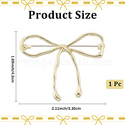 女性用蝶結び合金ブローチ  ライトゴールド  43x53.5mm&nbsp;JEWB-WH20003-09LG