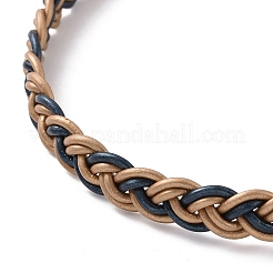 Cowhide Leather Braided Twist Rope Choker Necklace with Brass Clasp for Women&nbsp;NJEW-JN04167