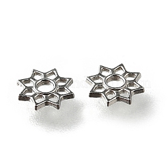 304ステンレススチールスペーサービーズ  花  ステンレス鋼色  5.5x0.8mm  穴：1.4mm&nbsp;STAS-U048-05P